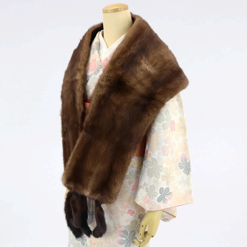 中古】 ミンクショール ブラウン きもの用 着物用 リサイクル 送料無料
