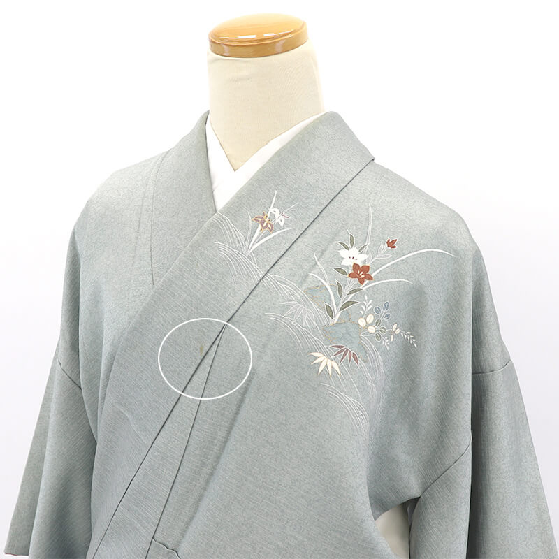 中古】 付下げ 袷 レディース 正絹 薄緑 四季の花 身丈158.5cm 裄丈