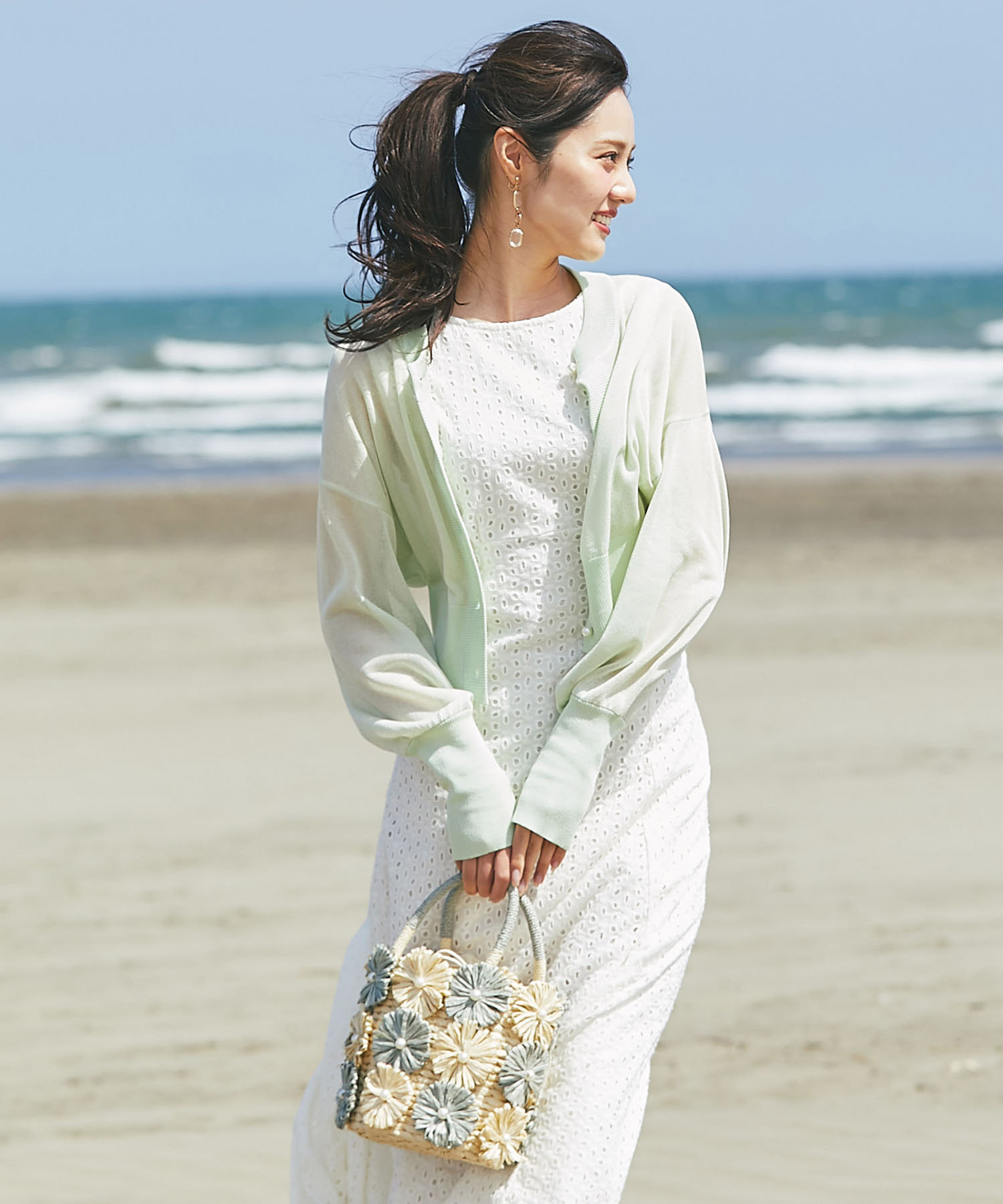 立体フラワーモチーフペーパーかごバッグ