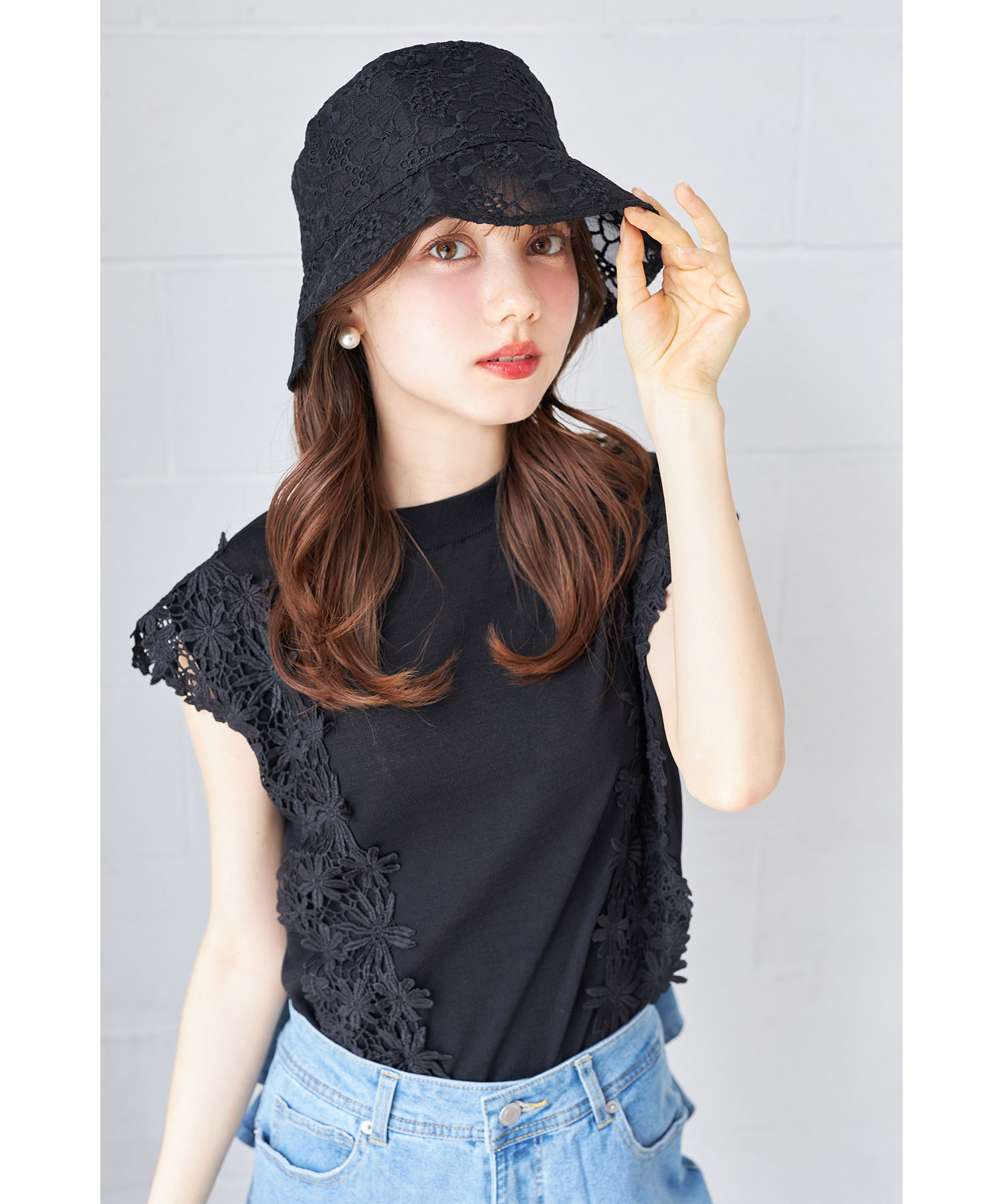 ショルダーフラワーレースニットプルオーバー