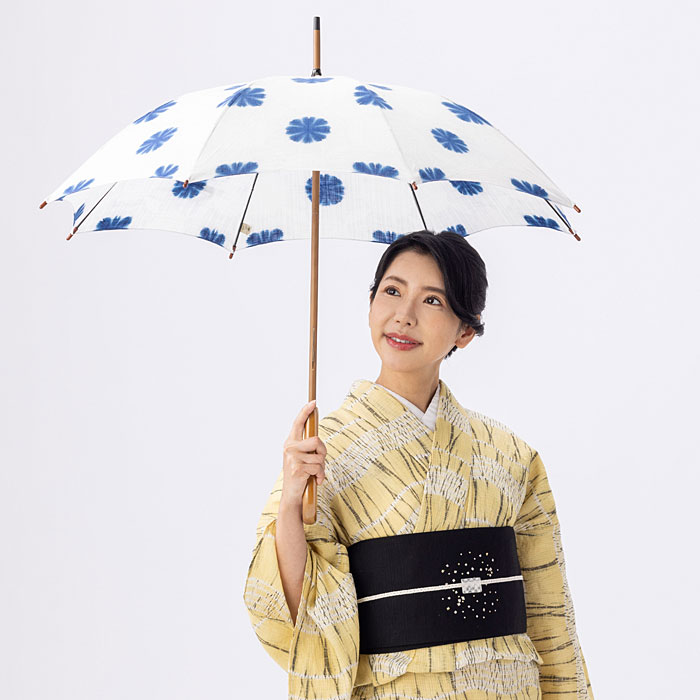 日傘 有松絞り 長傘 UVカット 板締め絞り エレガント ：つゆくさ公式