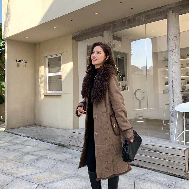 巻き毛ラム×ラビット ケープコート グレー×ブラウン リアルファー 裏地