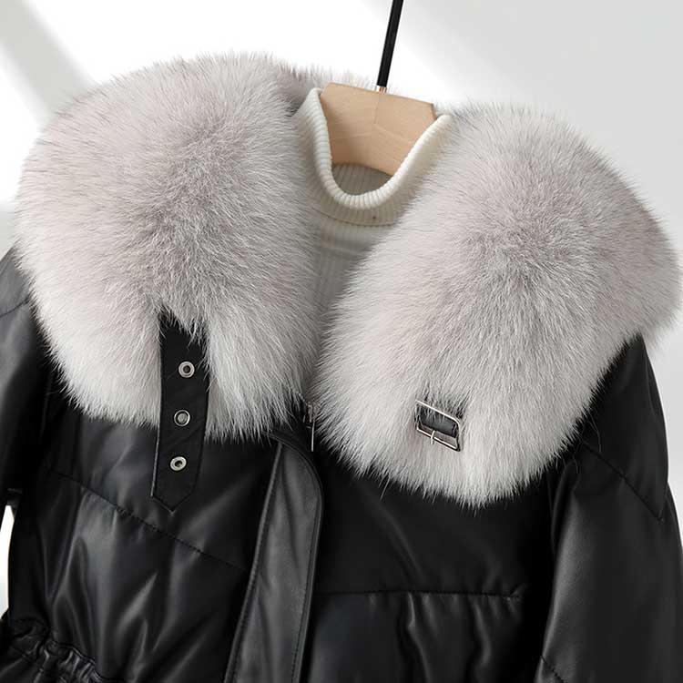 楽天市場】フォックスファー襟ラムレザーダウンジャケット レディース