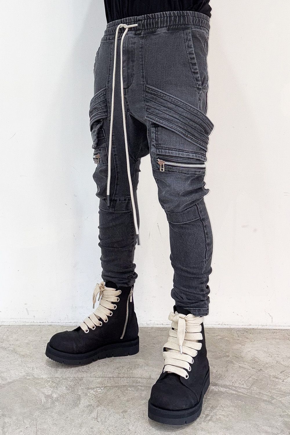 A.F ARTEFACT - サルエルカーゴスキニーデニム / Indigo Denim Cargo