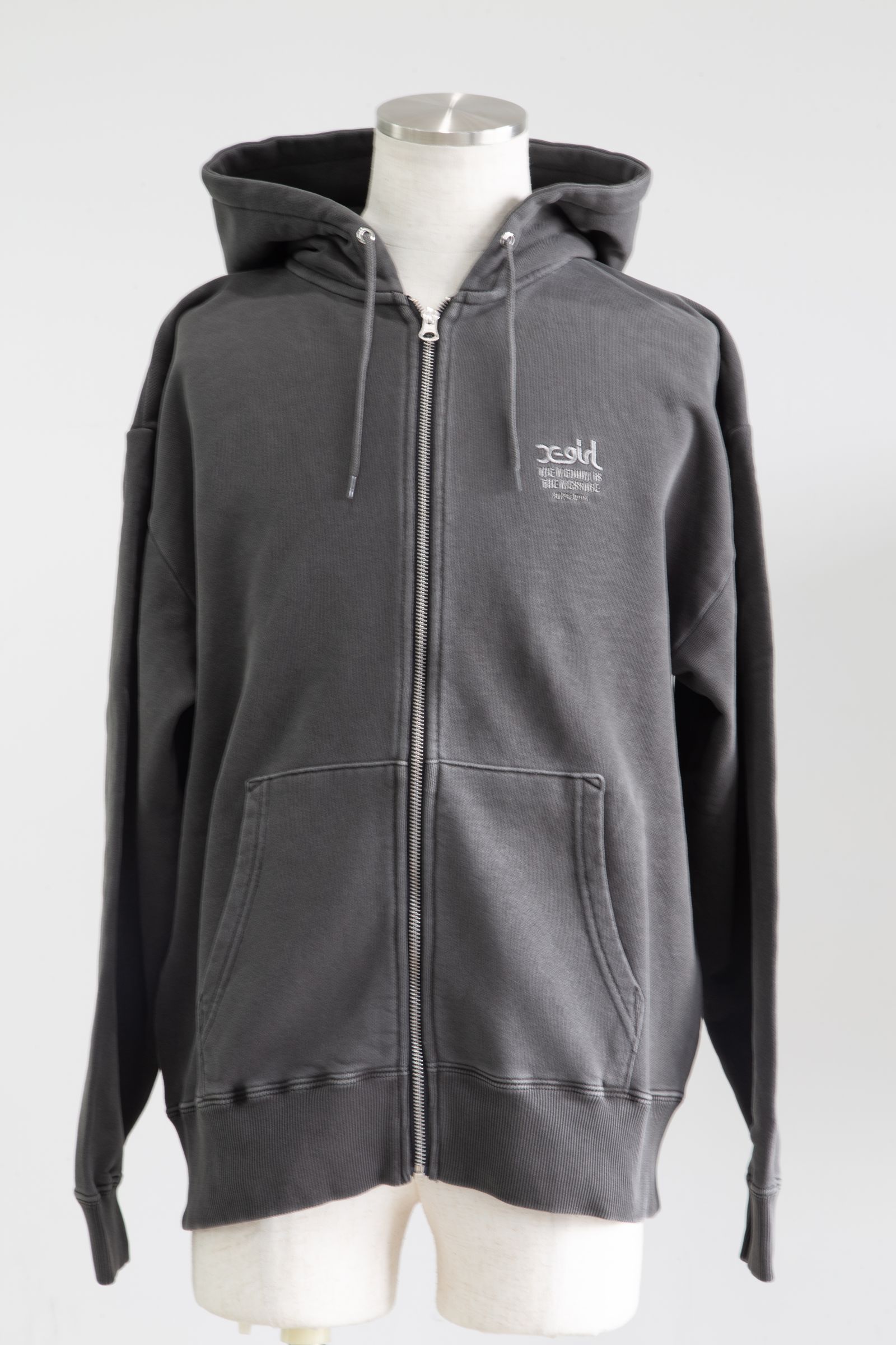 X-girl - MESSAGE AND FACE FADED ZIP UP SWEAT HOODIE / ブラック | Tempt