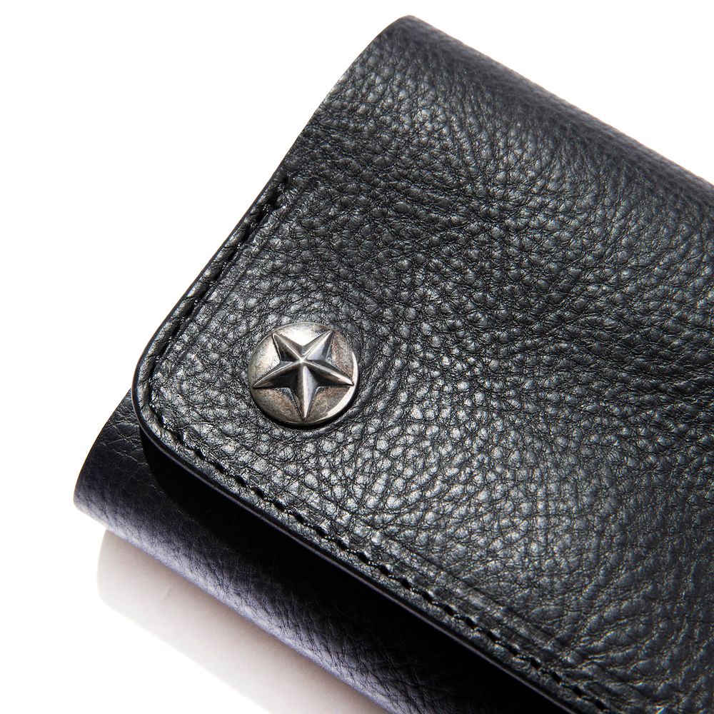 CALEE - 【残り一点】Silver Star Concho Flap Leather Half Wallet