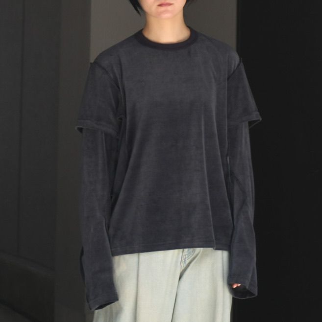 NVRFRGT - 【残り一点】Velour Double Layer Long Sleeve T-shirt