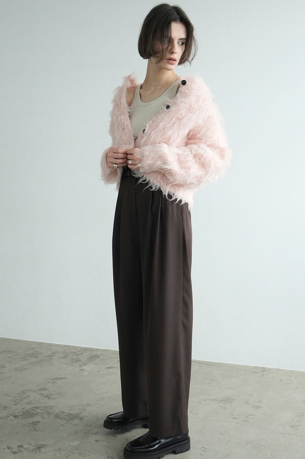 CLANE - シャギ― ショートカーディガン - SHAGGY SHORT KNIT CARDIGAN