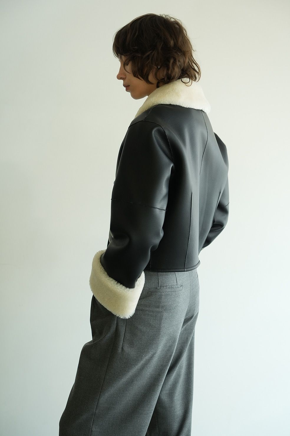 CLANE - レザーショートコート - VEGAN LEATHER BOA SHORT JACKET