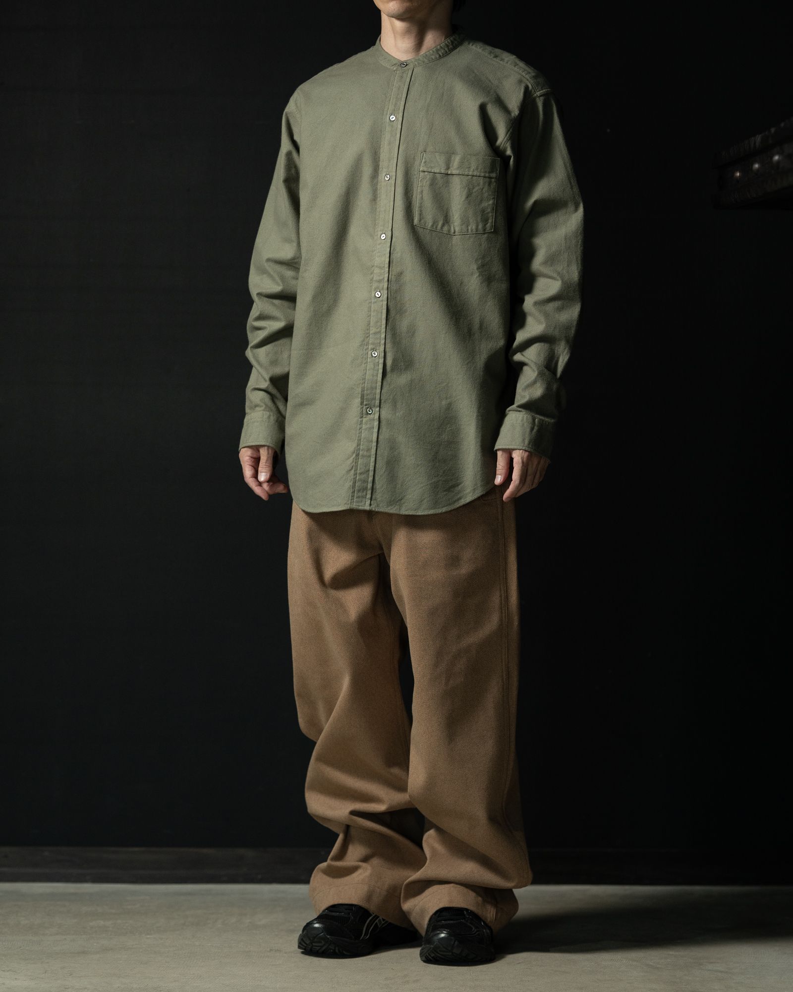 T.T - Lot.104 Band Collar Shirt Sage Green - TAIGA TAKAHASHI
