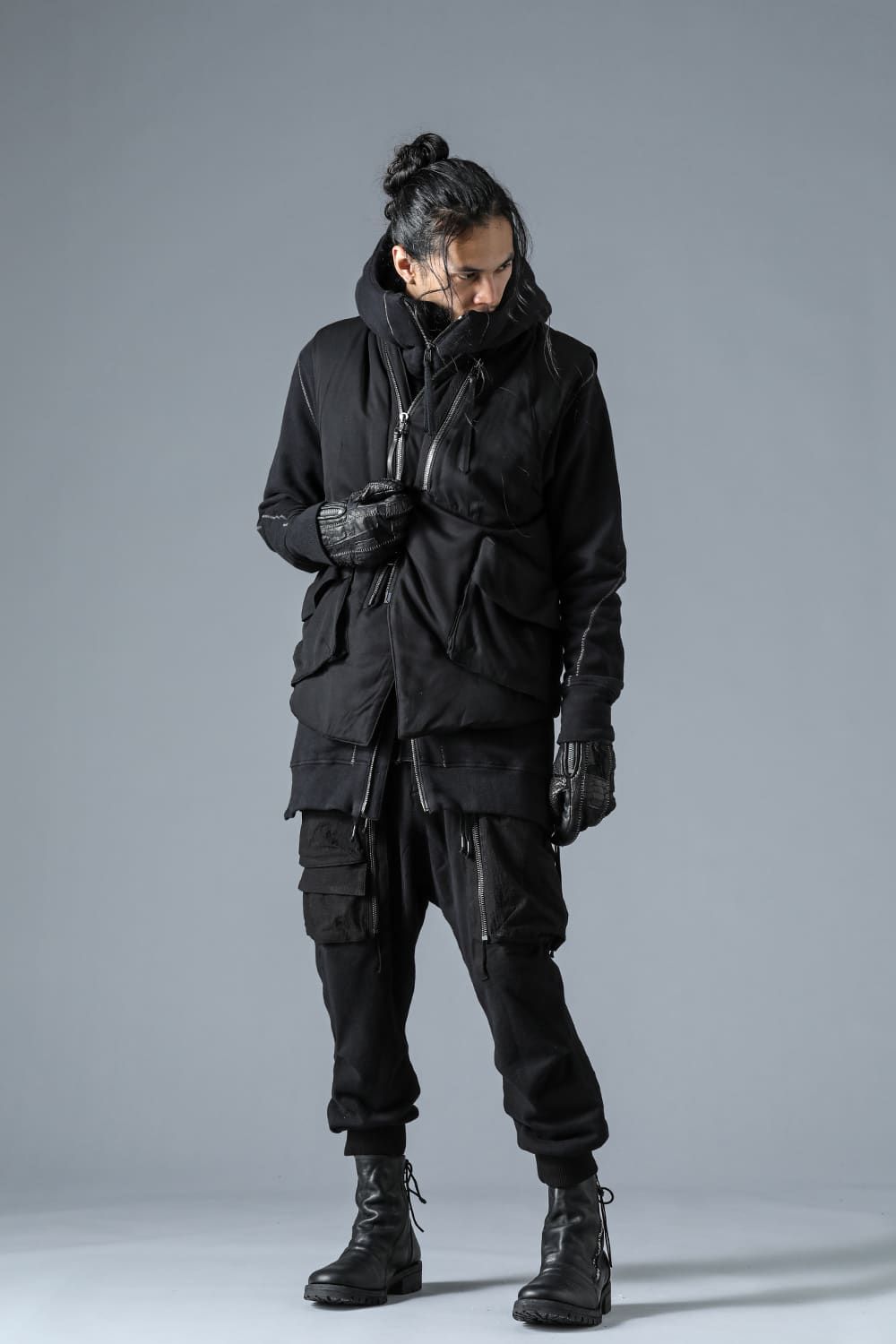 D.HYGEN - Non-ply Yarn Lined Drop Crotch Cargo Wide Jogger Pants