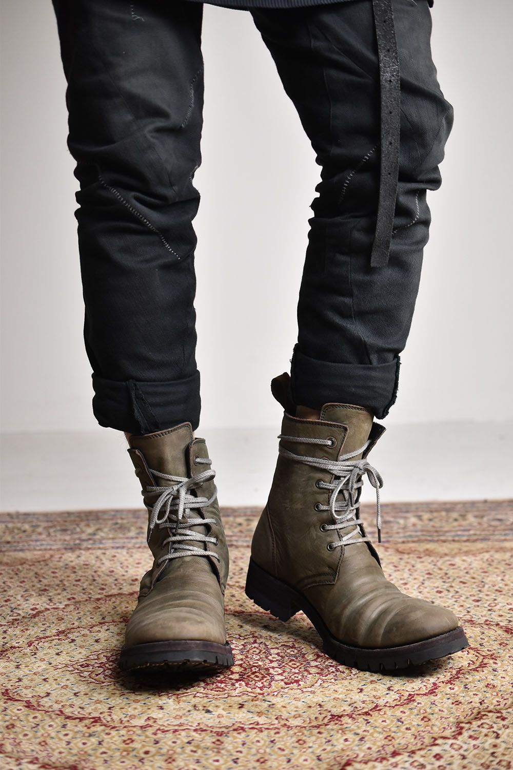 D.HYGEN - Horse Leather Lace Up Combat Boots