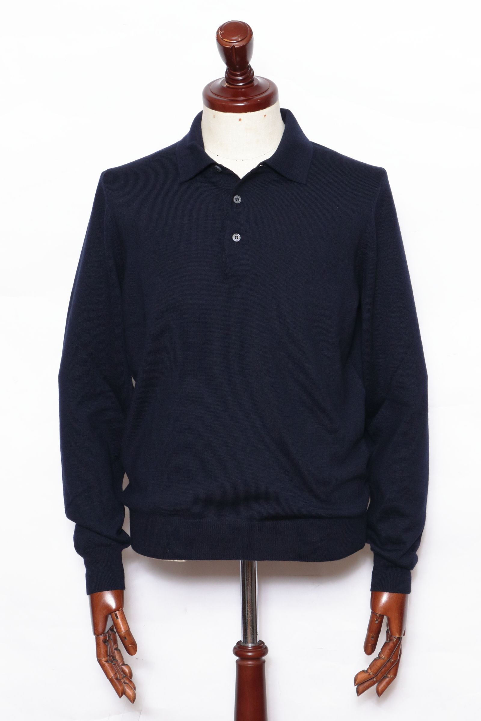 Gran Sasso - 12G ハイゲージ メリノウール 長袖ポロシャツ ニット