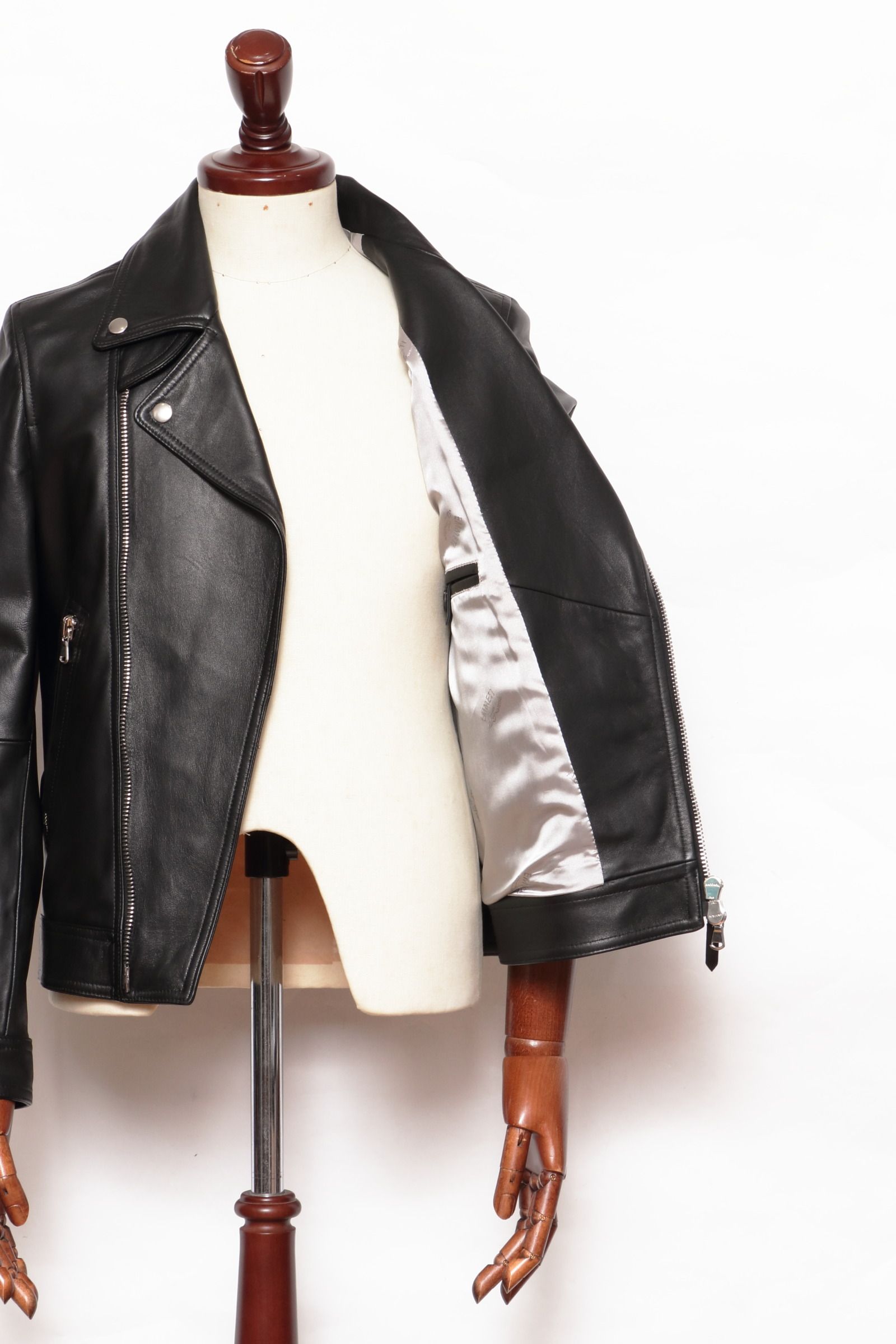 EMMETI - GABRIELE ラムスキン ナッパレザー ダブル ライダース レザー