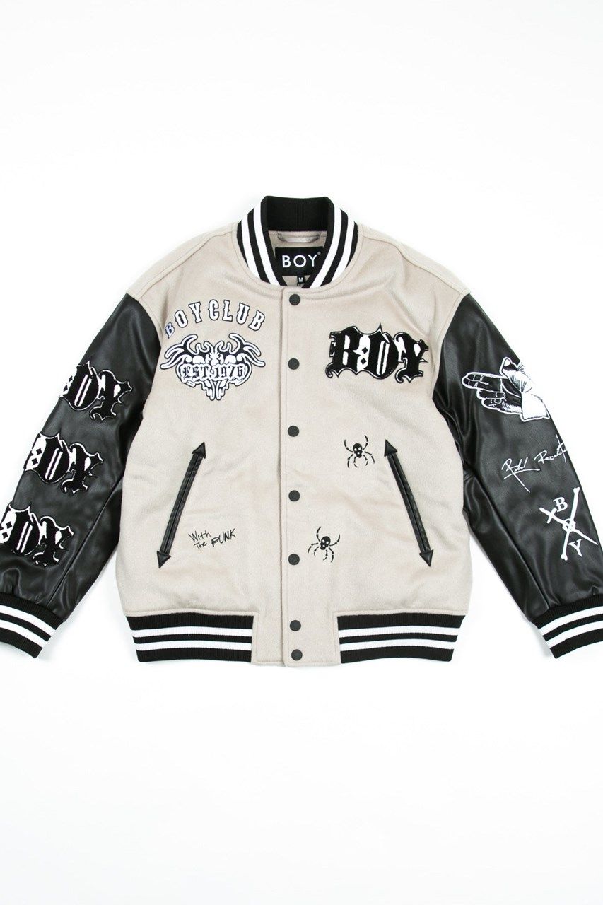 BOY LONDON - EMBROIDERY PATCH STADIUM JACKET / グレー 【BOY LONDON