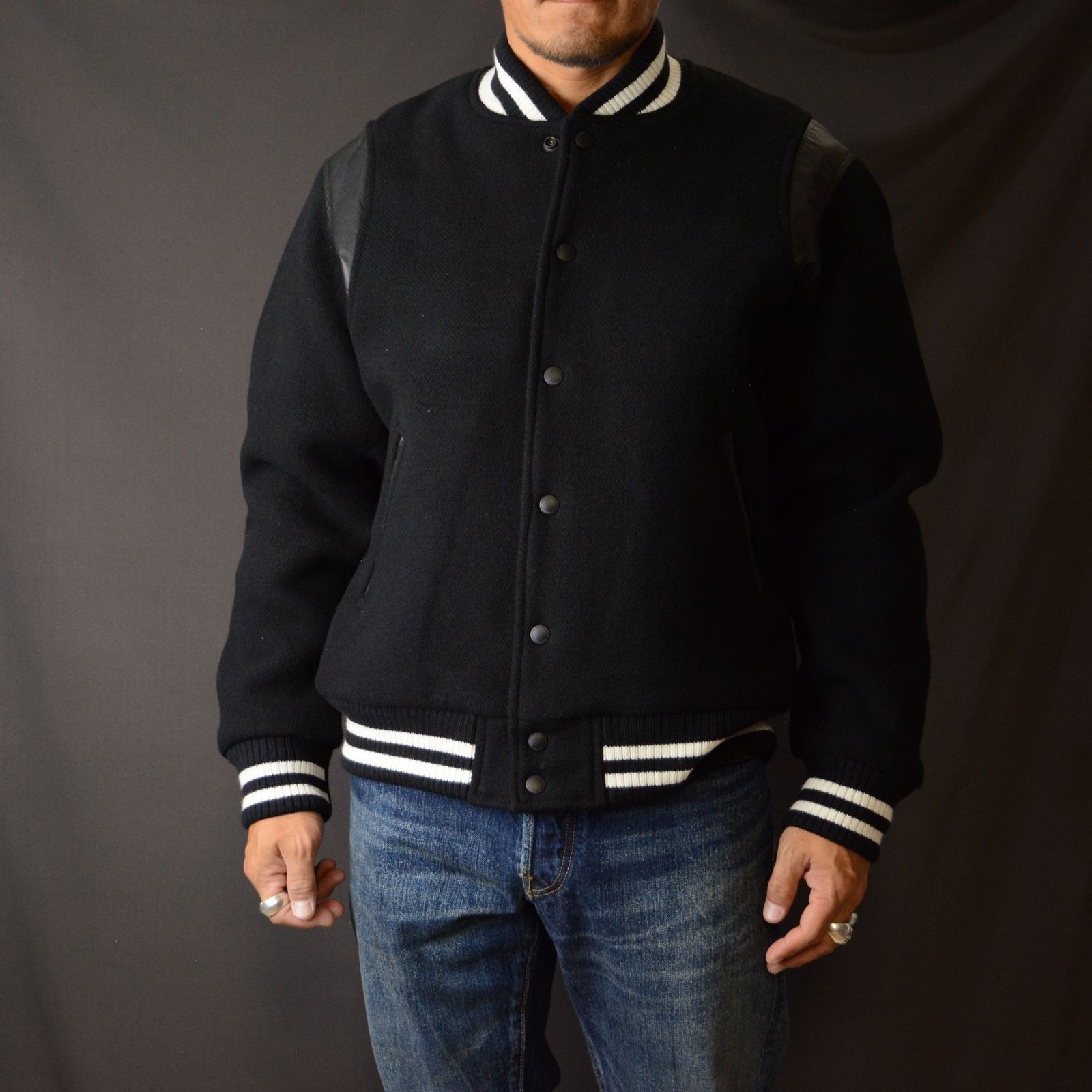 MINEDENIM - Wool Meiton ＆ Leather Studium Jamper （BLT