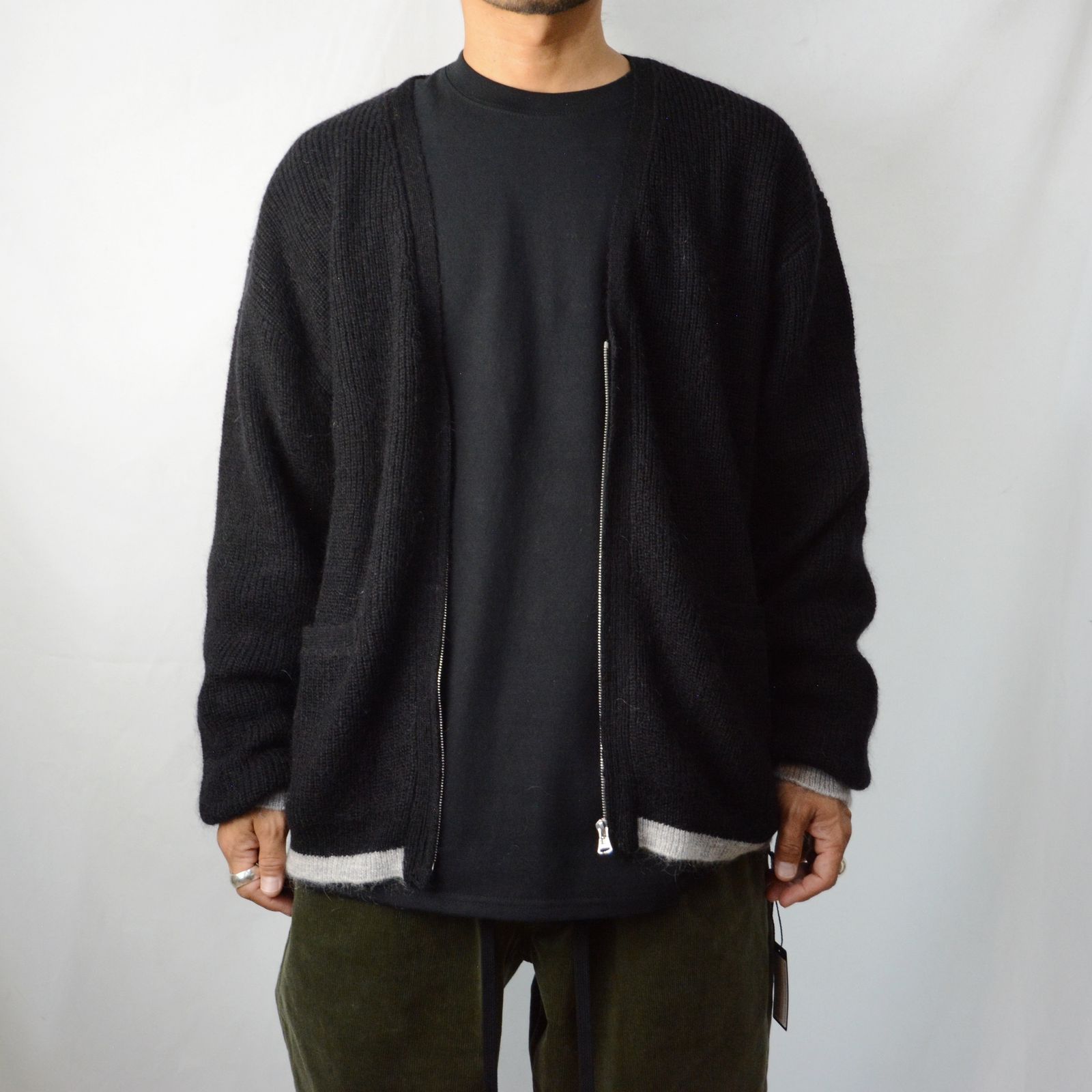 ISAMU KATAYAMA BACKLASH - モヘアニット ジップカーディガン （BLACK