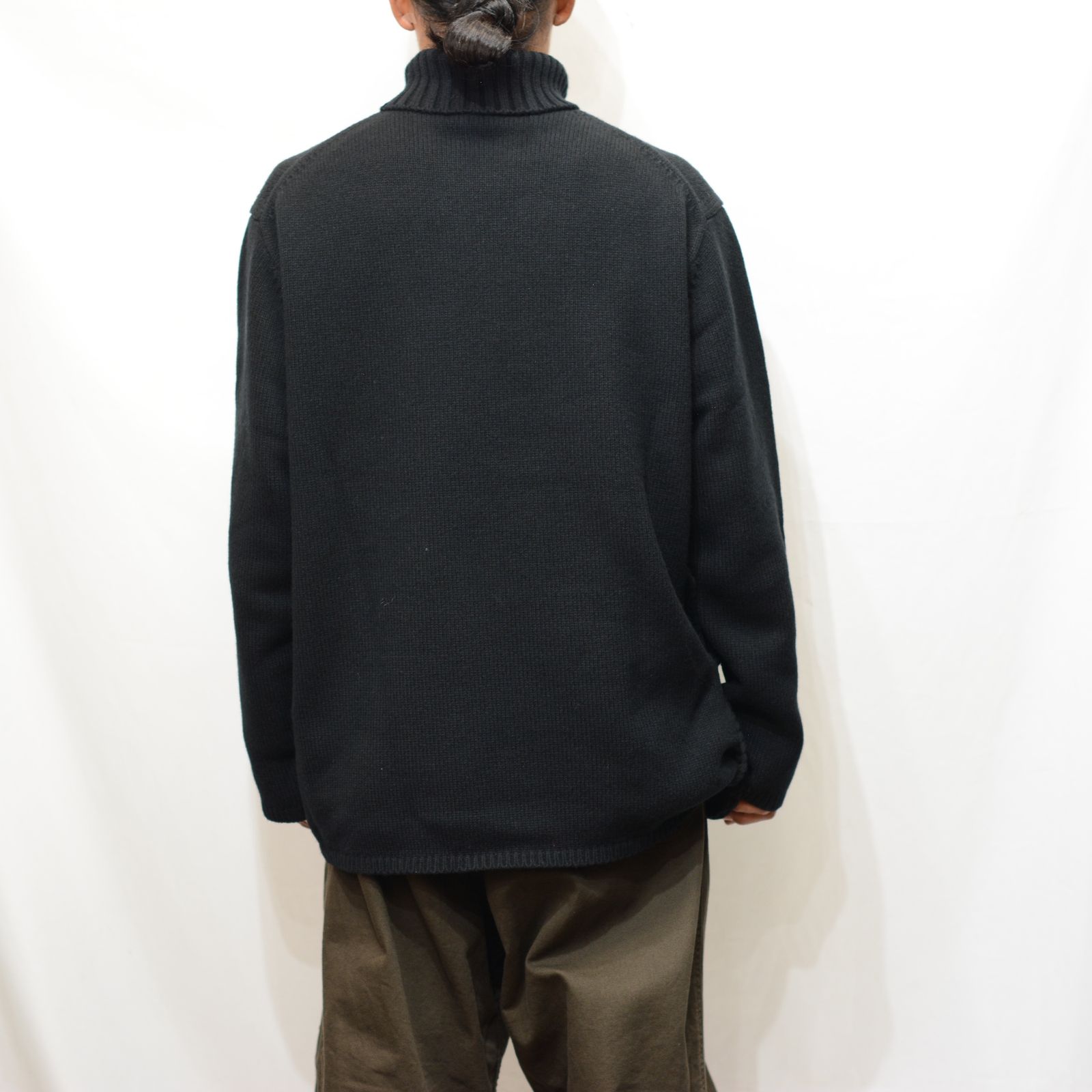 yohji yamamoto - SIDE STRING DETAIL TURTLENECK （BLACK