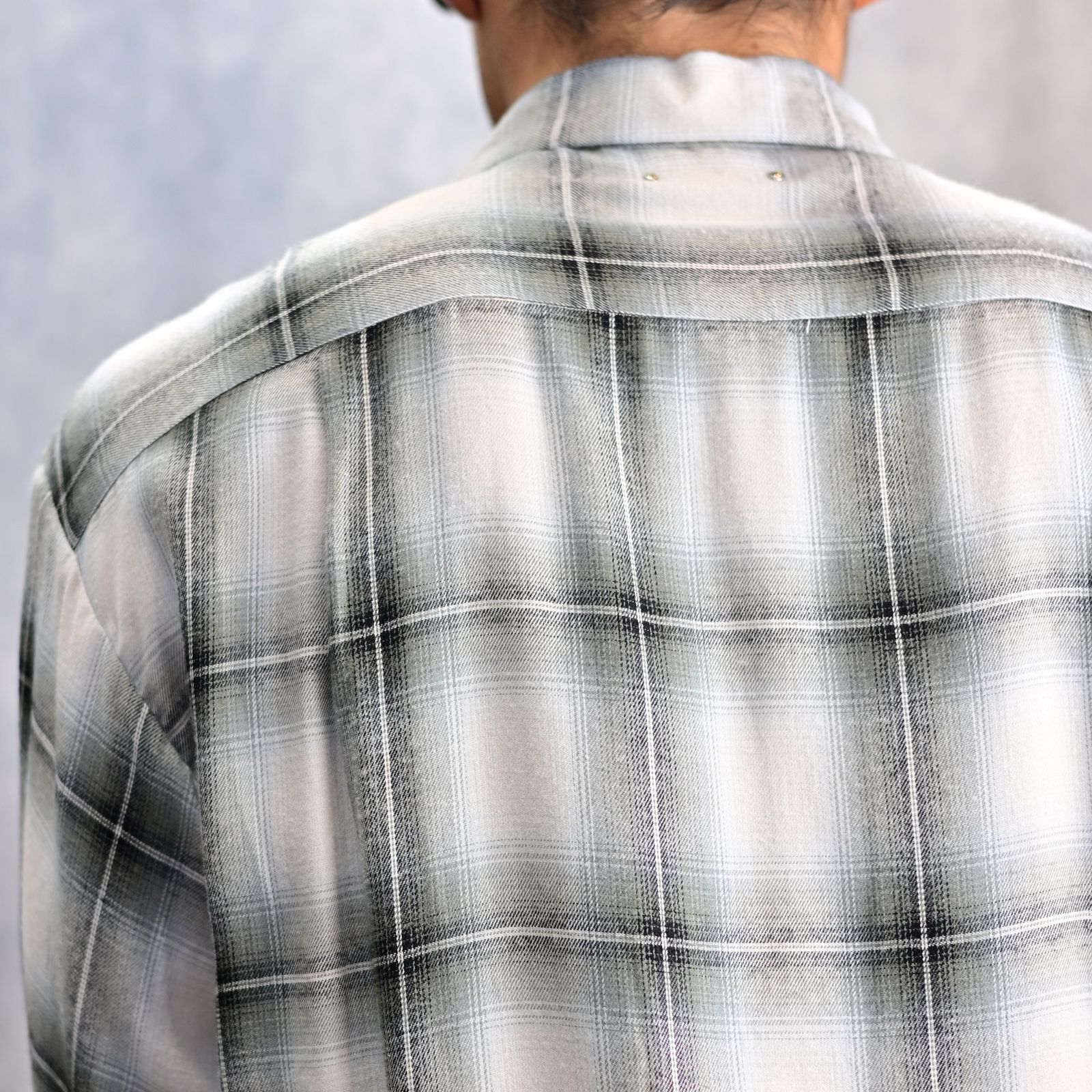 MINEDENIM - R.Ombre Open Collar SH (BLT) / レーヨンオンブレ