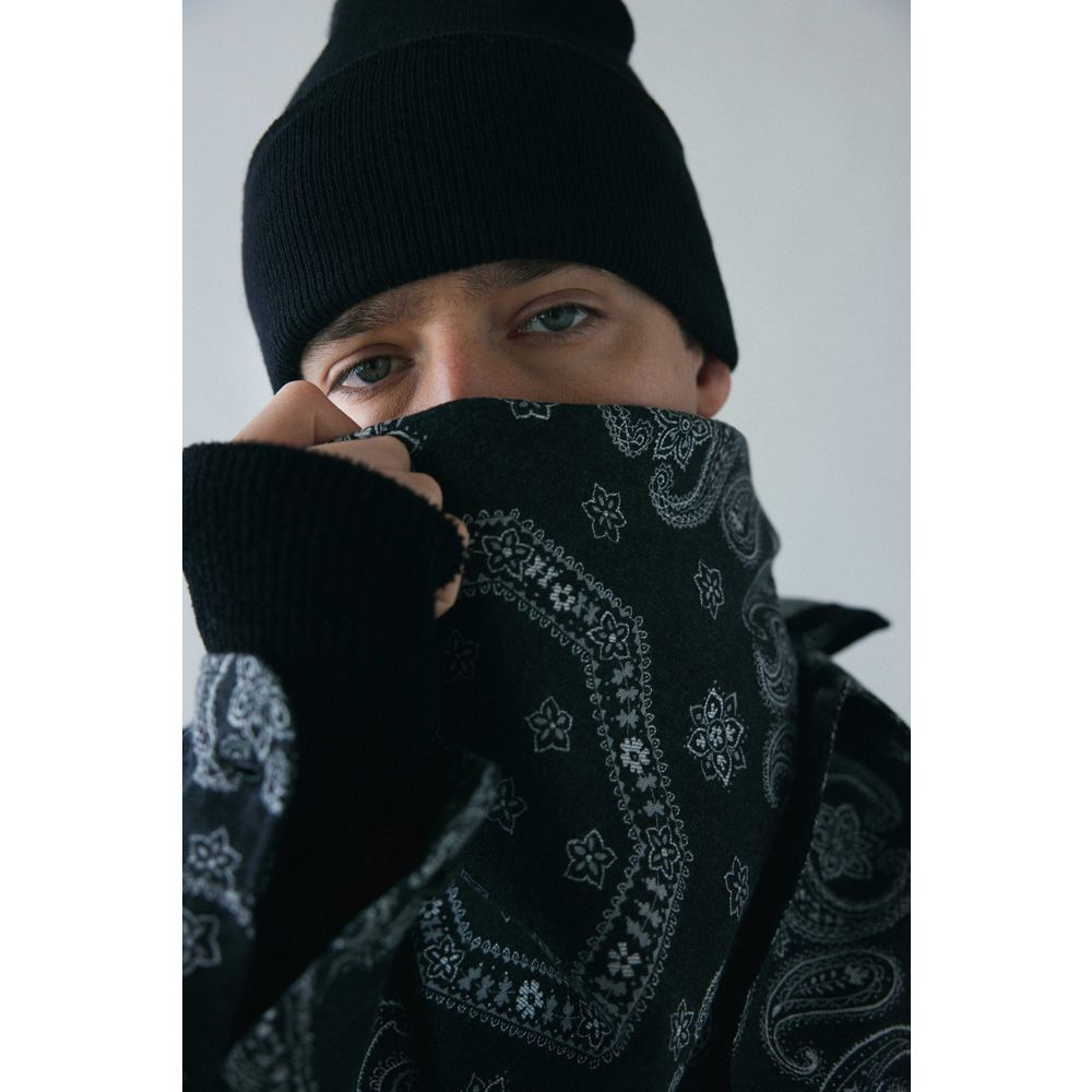 superNova. - Big scarf - Bandana jacquard - Black / スカーフ