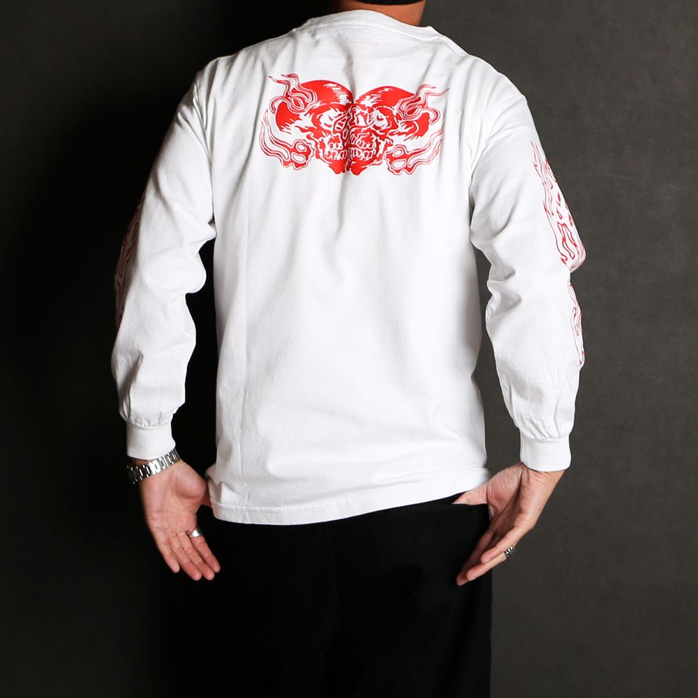 MASSES - 【ラスト1点-サイズS】T-SHIRT L/S TWIN SKULL - White