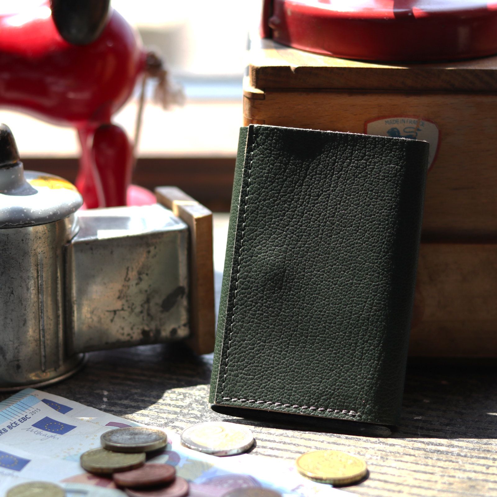 m+ - 「straccio goat II」ミニ財布 ネイビー | corne/コルネ