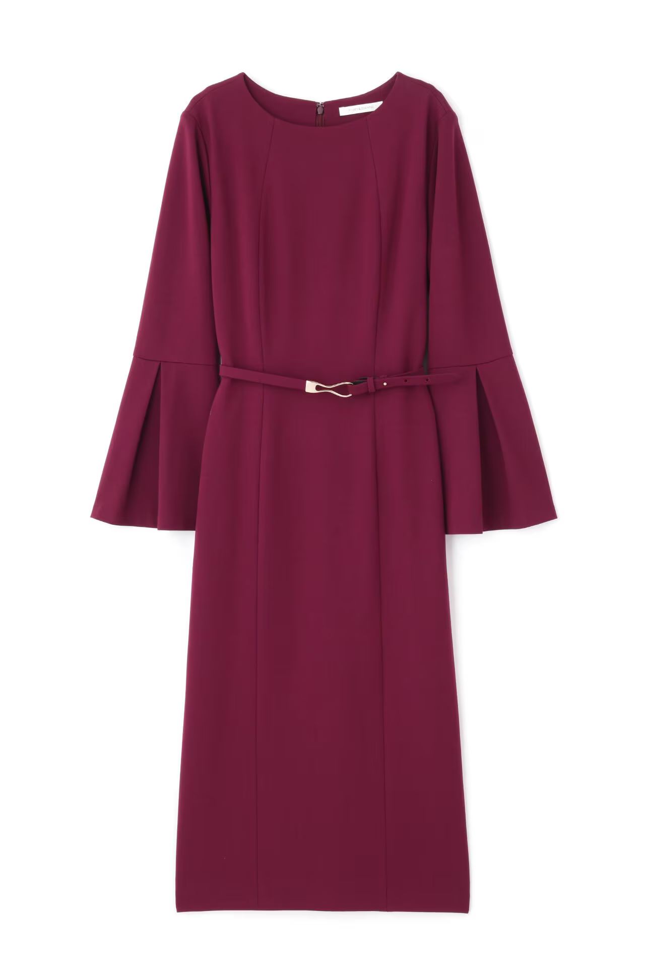 PINKY&DIANNE - ベルスリーブベルト付きワンピース (グレー