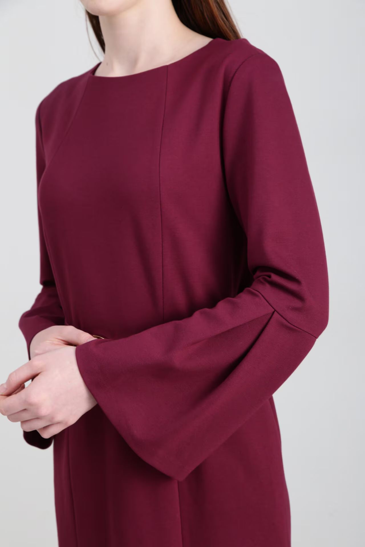 PINKY&DIANNE - ベルスリーブベルト付きワンピース (グレー