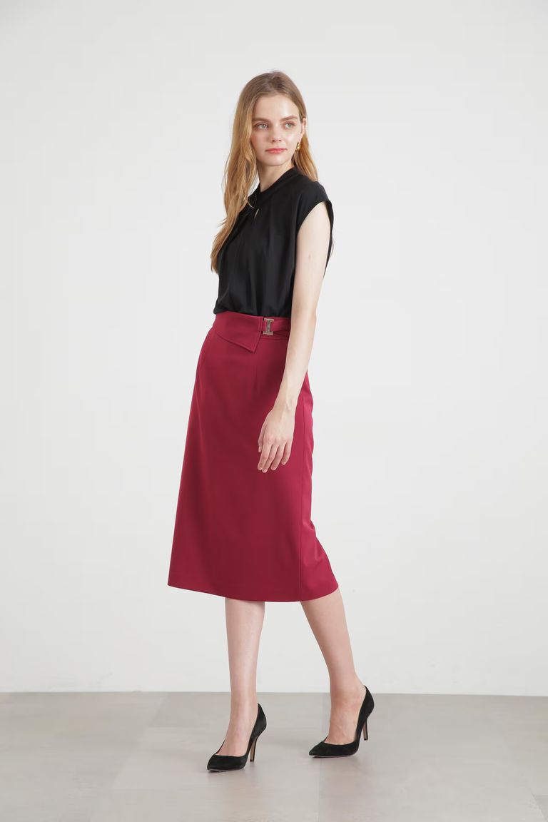 PINKY&DIANNE - メタルプレートタイトスカート (レッド