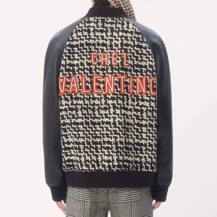 VALENTINO - パッチ付き ウール ツイード ボンバージャケット / ユニ