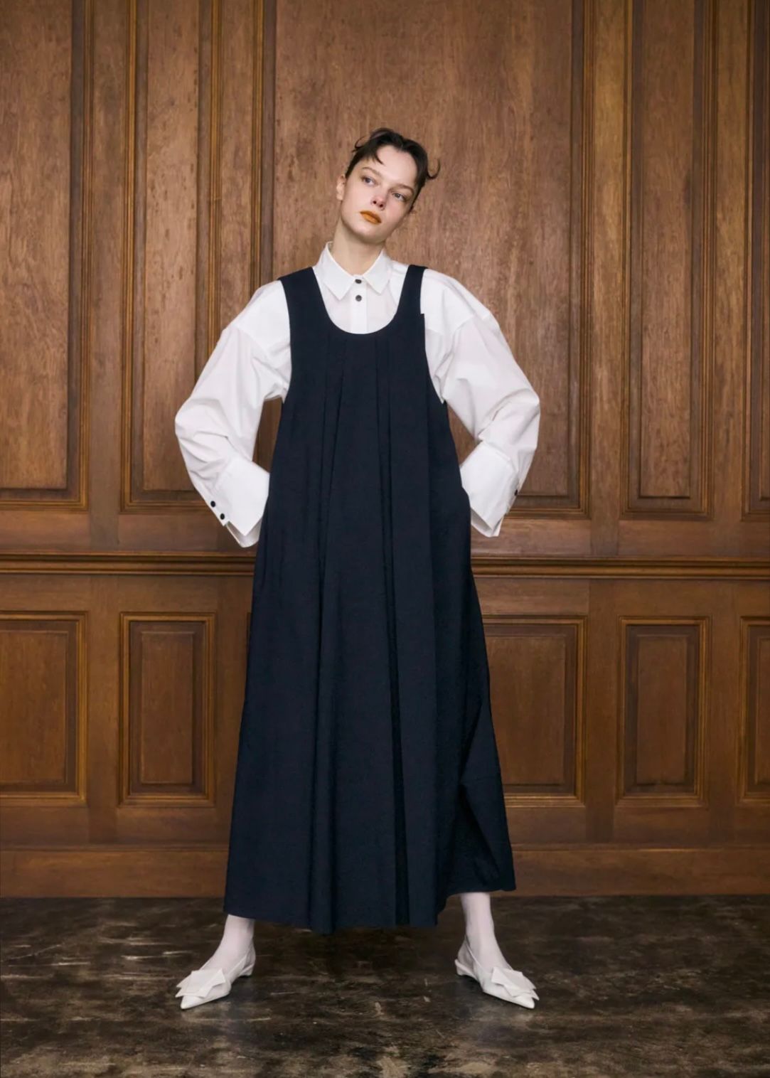 ENFOLD - TUCK JUMPER-SKIRT / スカート / Dネイビー / 2025AW new