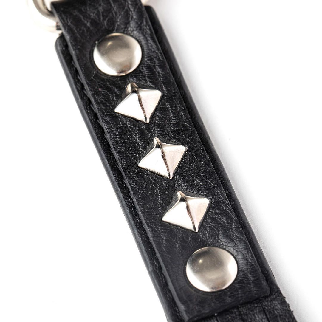 CALEE STUDS LEATHER SHORT KEY RING レザー CALEE - STUDS LEATHER SHORT KEY RING (BLACK) / スタッズ レザー