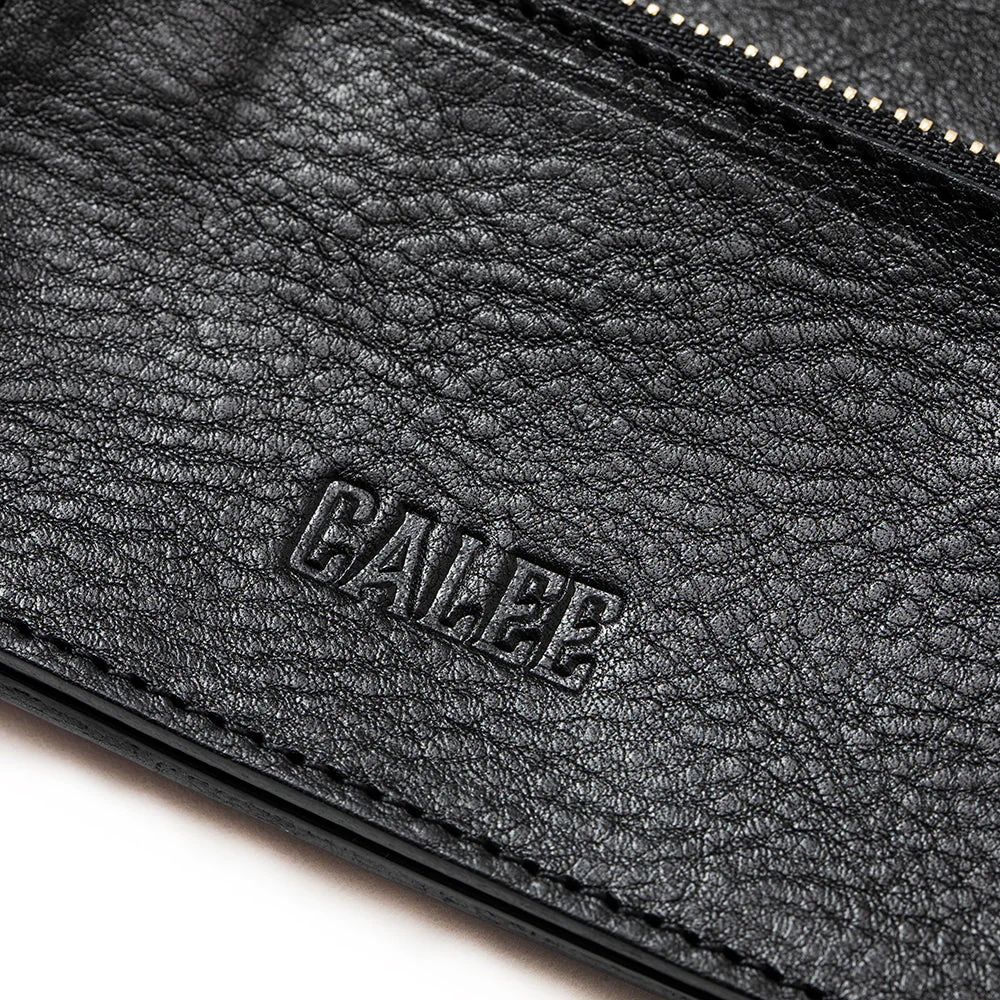 CALEE - 【ラスト1点】STUDS LEATHER FLAP HALF WALLET (BLACK