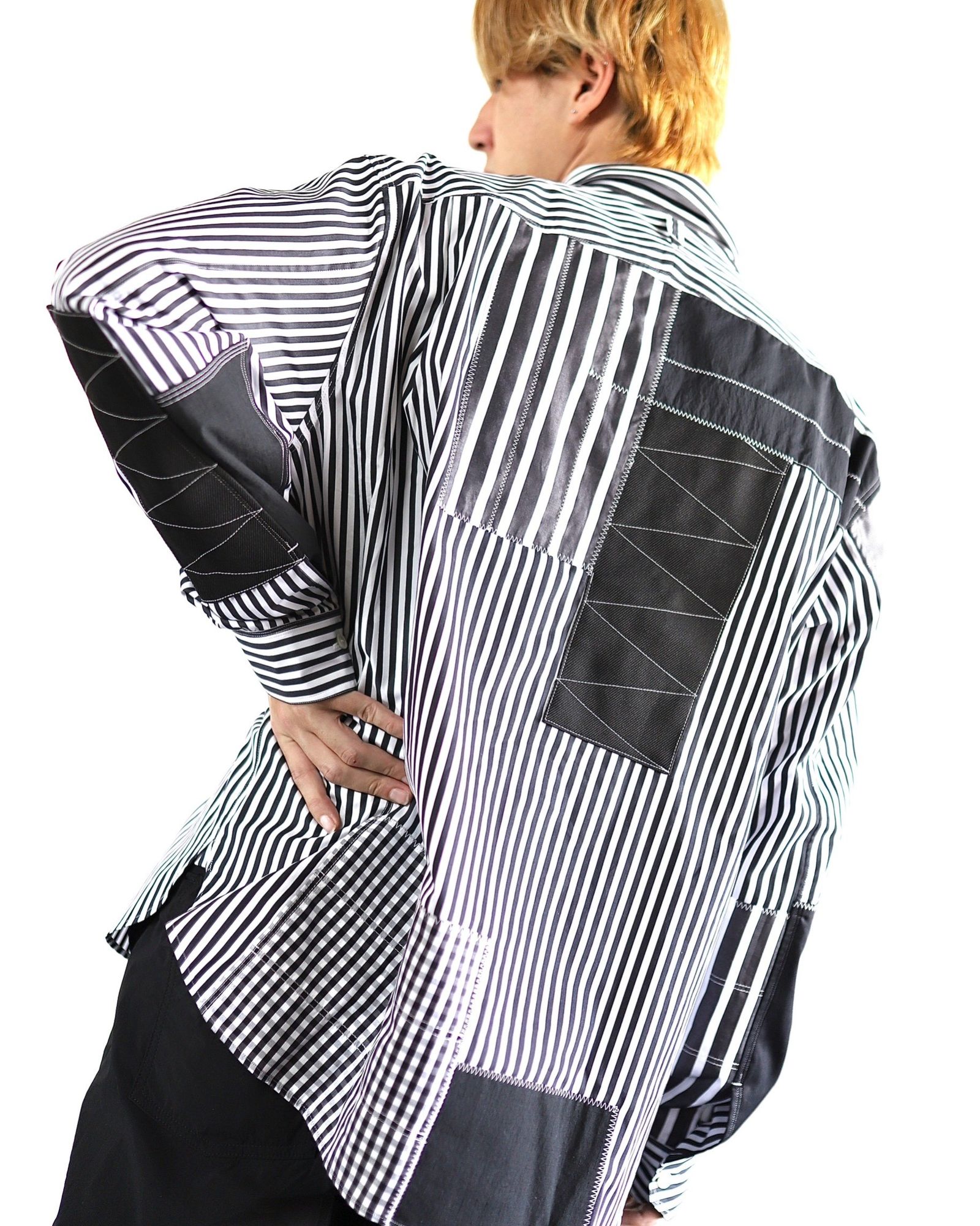 UNYA WATANABE 新作24SS パッチワークストライプシャツ スタイル