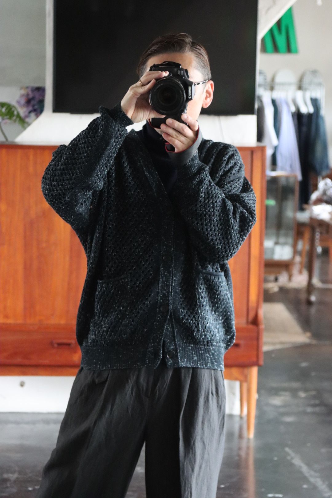 YOKE 22SS MESHED KNIT CARDIGAN