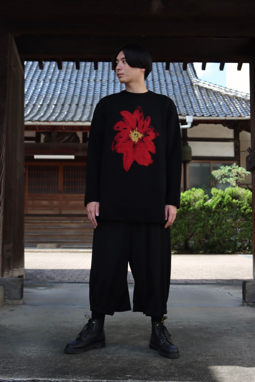yohji yamamoto 花柄クルーネックニット(HX-K14-181) style.2021.8.29