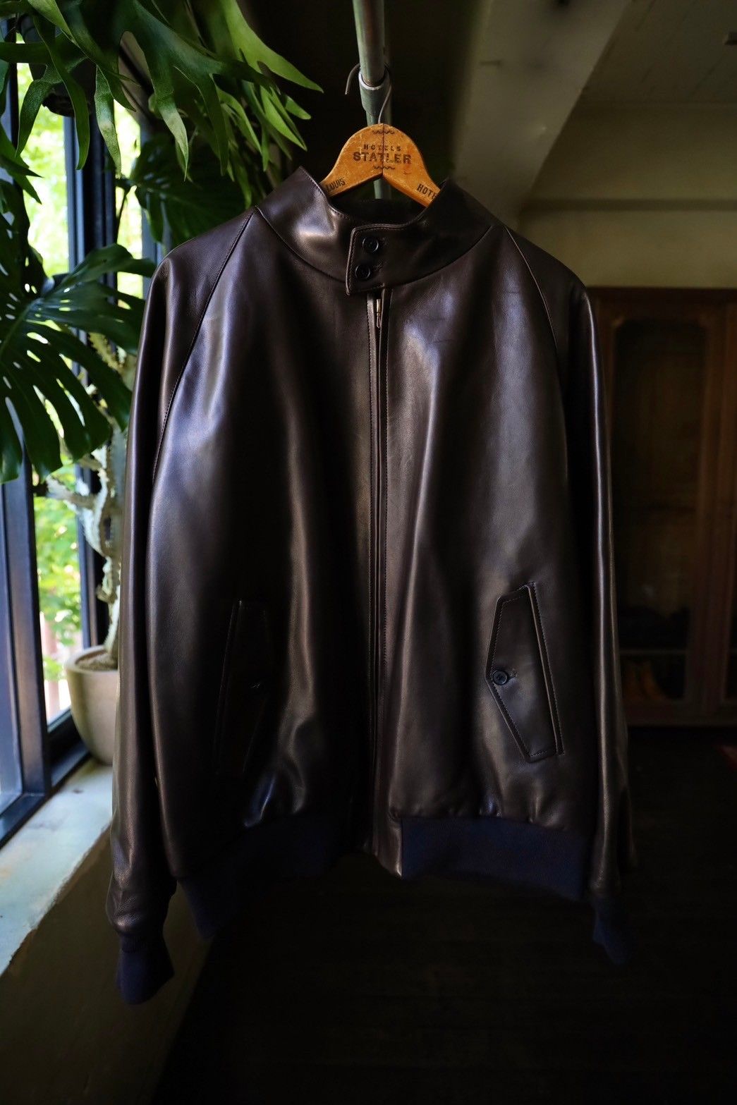 A.PRESSE - アプレッセ Leather Harrington Jacket(24AAP-01-41H)BROWN