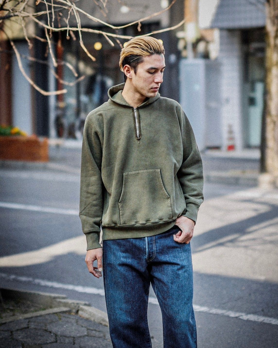 A.PRESSE Vintage Half Zip Sweat Hoodie(OLIVE) 1月25日(土)新作発売