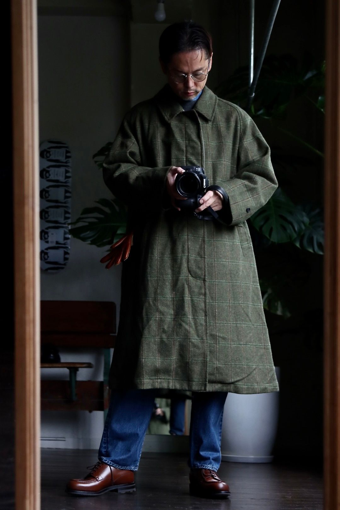 A.PRESSE - アプレッセ22FW Tweed Balmacaan Coat(22AAP-01-15HB)CHECK