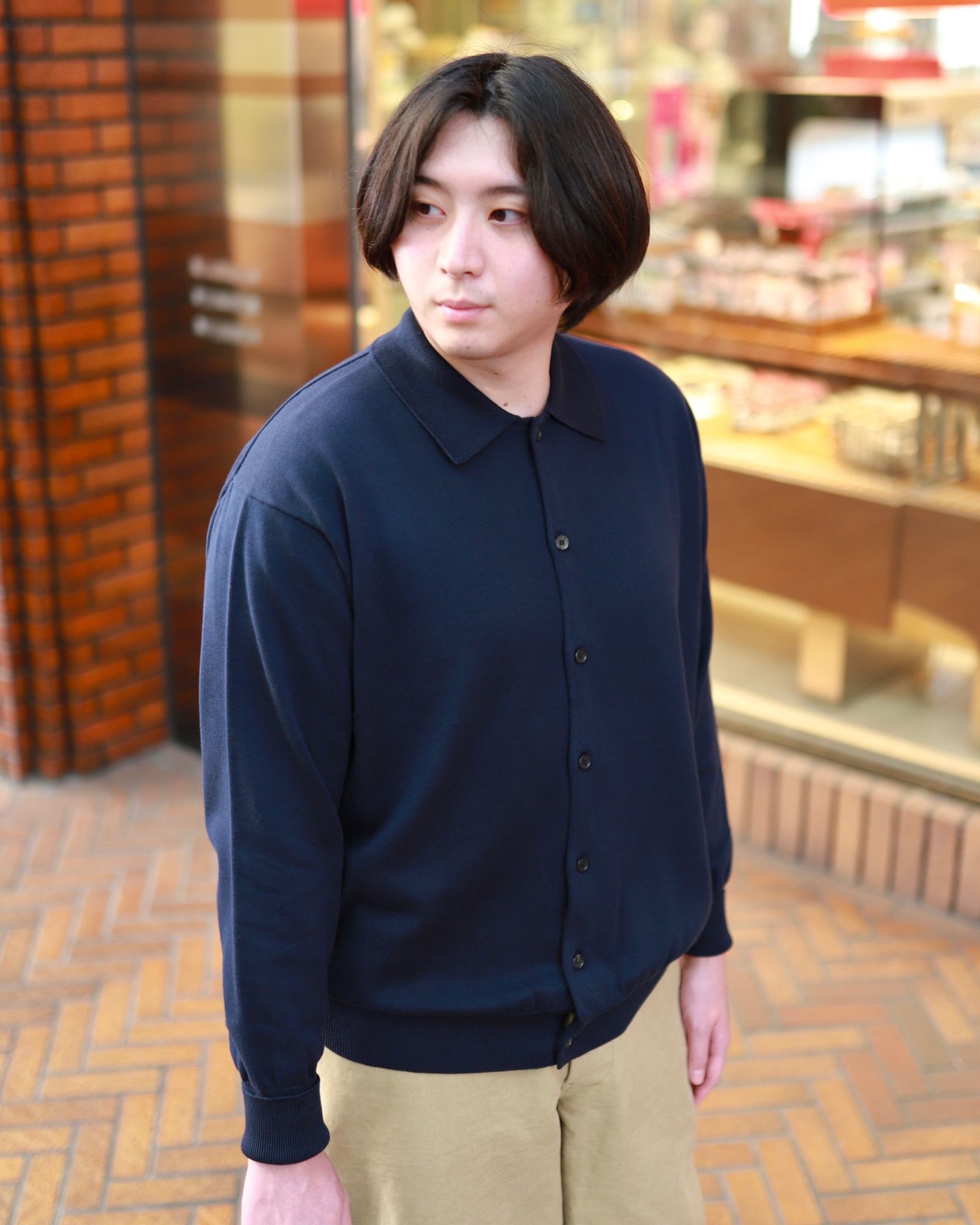 A.PRESSE Cotton Knit Polo Collar Cardigan style.2023.2.10 | 3161