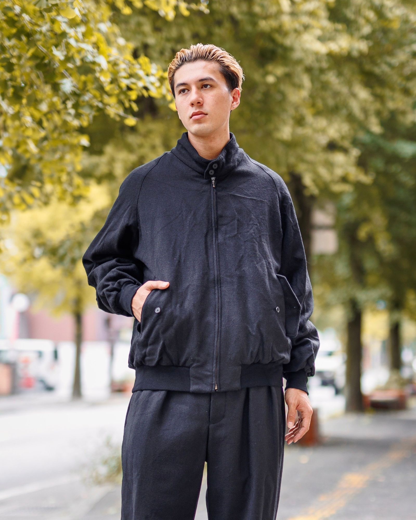 A.PRESSE - アプレッセ Tweed Harrington Jacket(24AAP-01-20H)BLACK