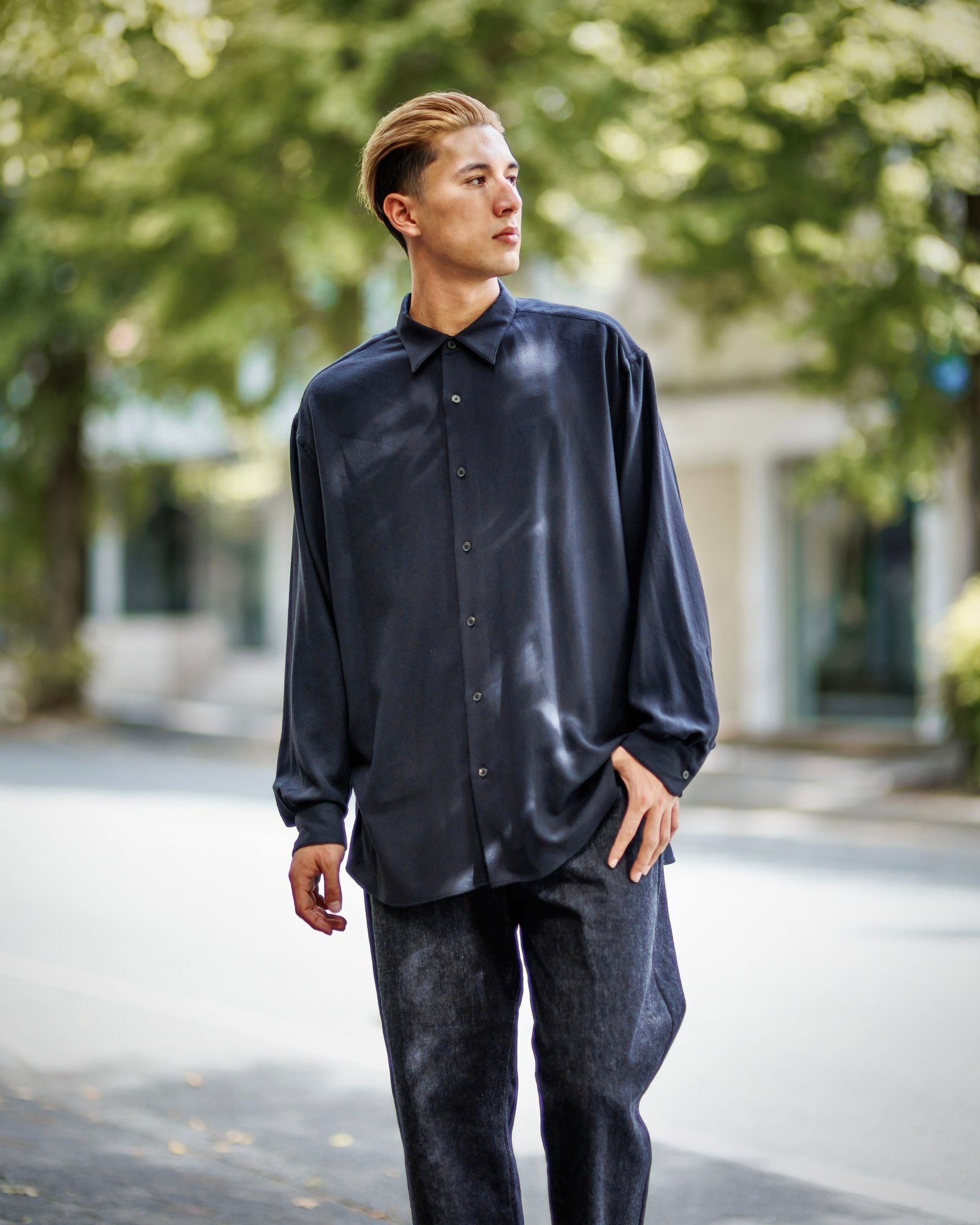 A.PRESSE - アプレッセ Wool Regular Collar Shirt(24AAP-02-01H)NAVY