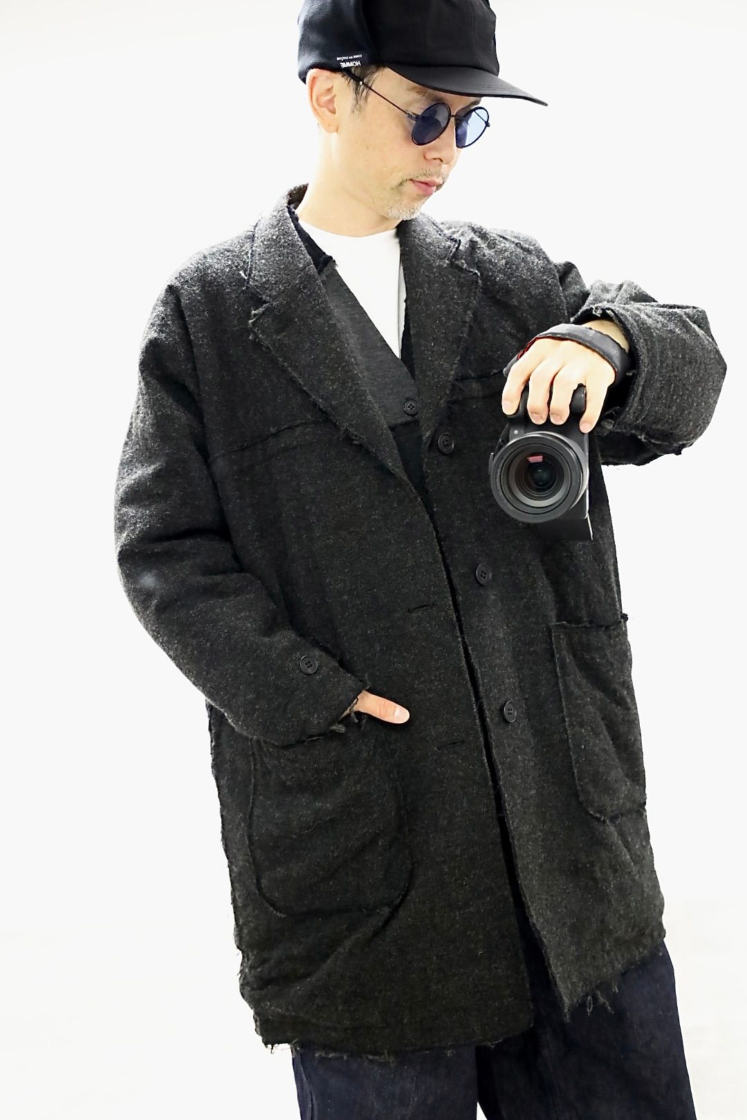 COMME des GARCONS HOMME ウールツイードヘリンボーンコートスタイル