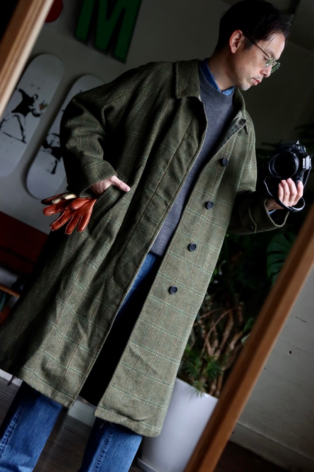 A.PRESSE - アプレッセ22FW Tweed Balmacaan Coat(22AAP-01-15HB)CHECK