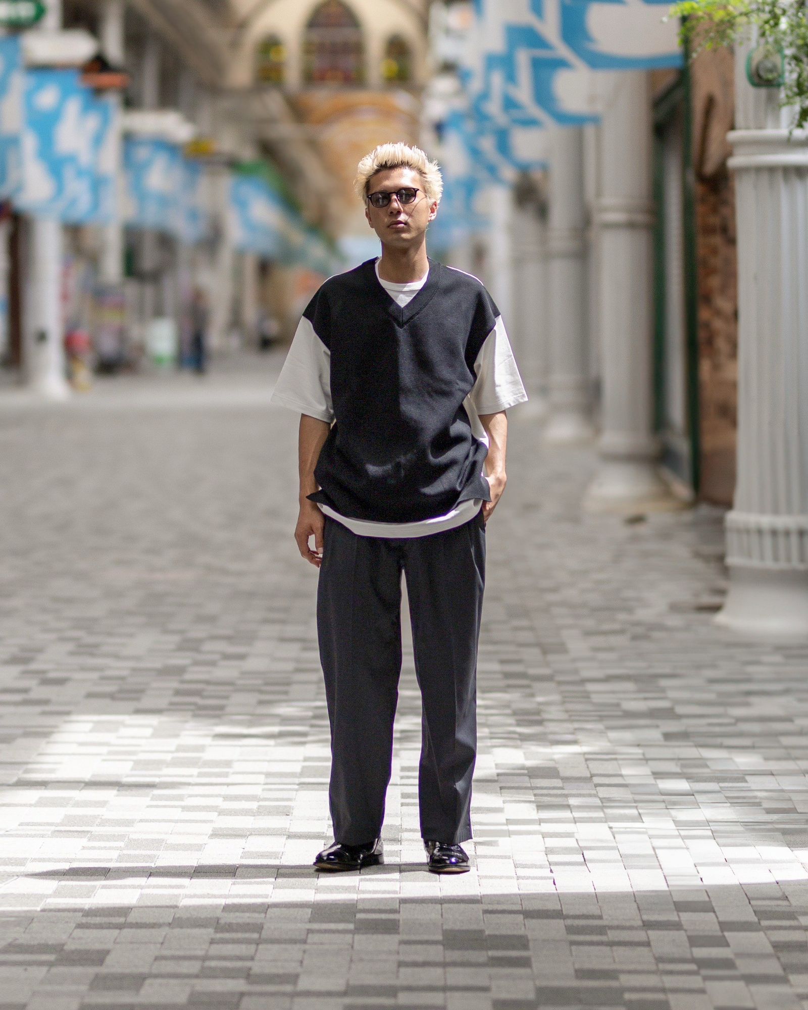 COMME des GARCONS HOMME 異素材切り替えTシャツ (WHITE) スタイル