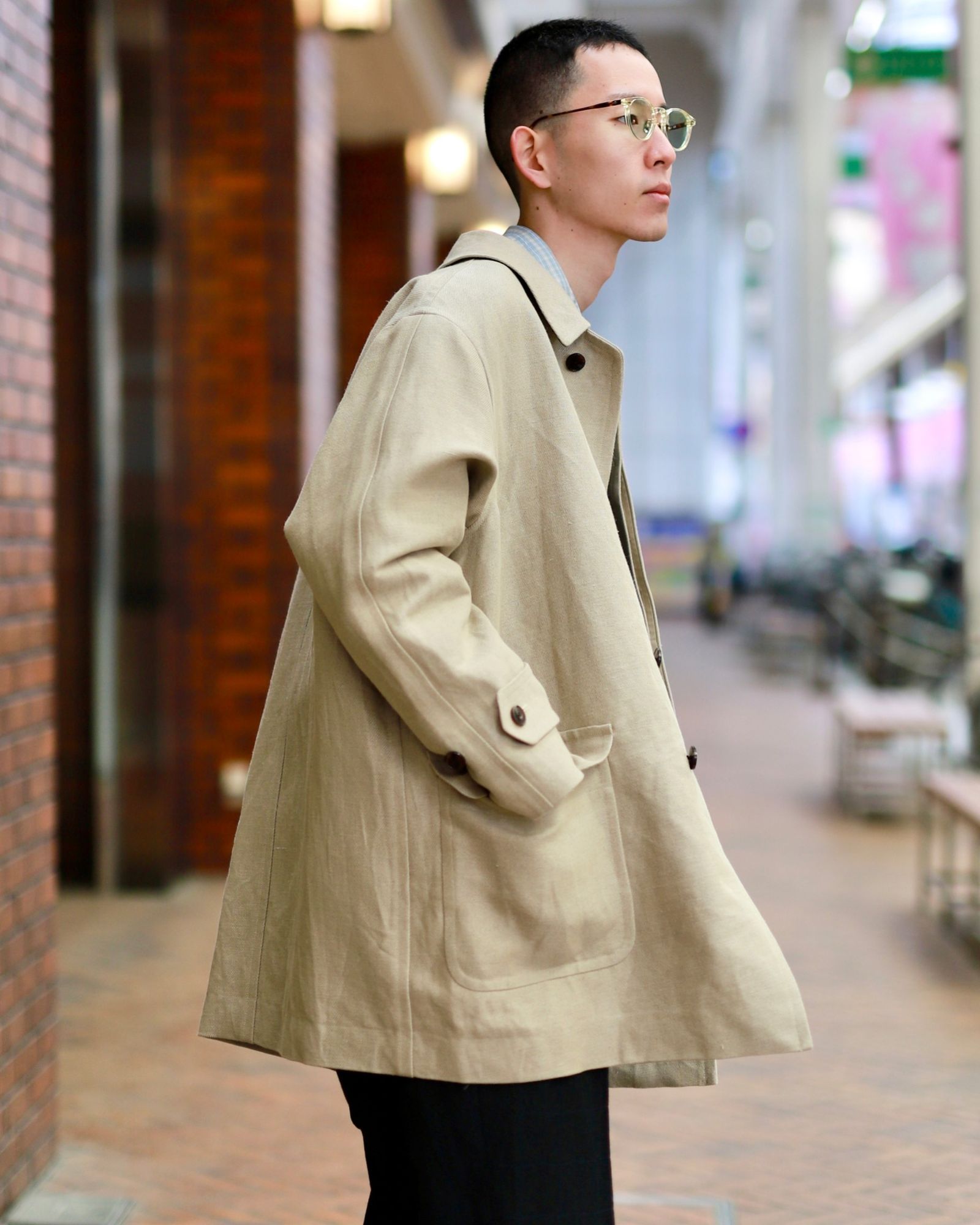 A.PRESSE - アプレッセ23SSコート Linen Half Coat(23SAP-01-06H)BEIGE