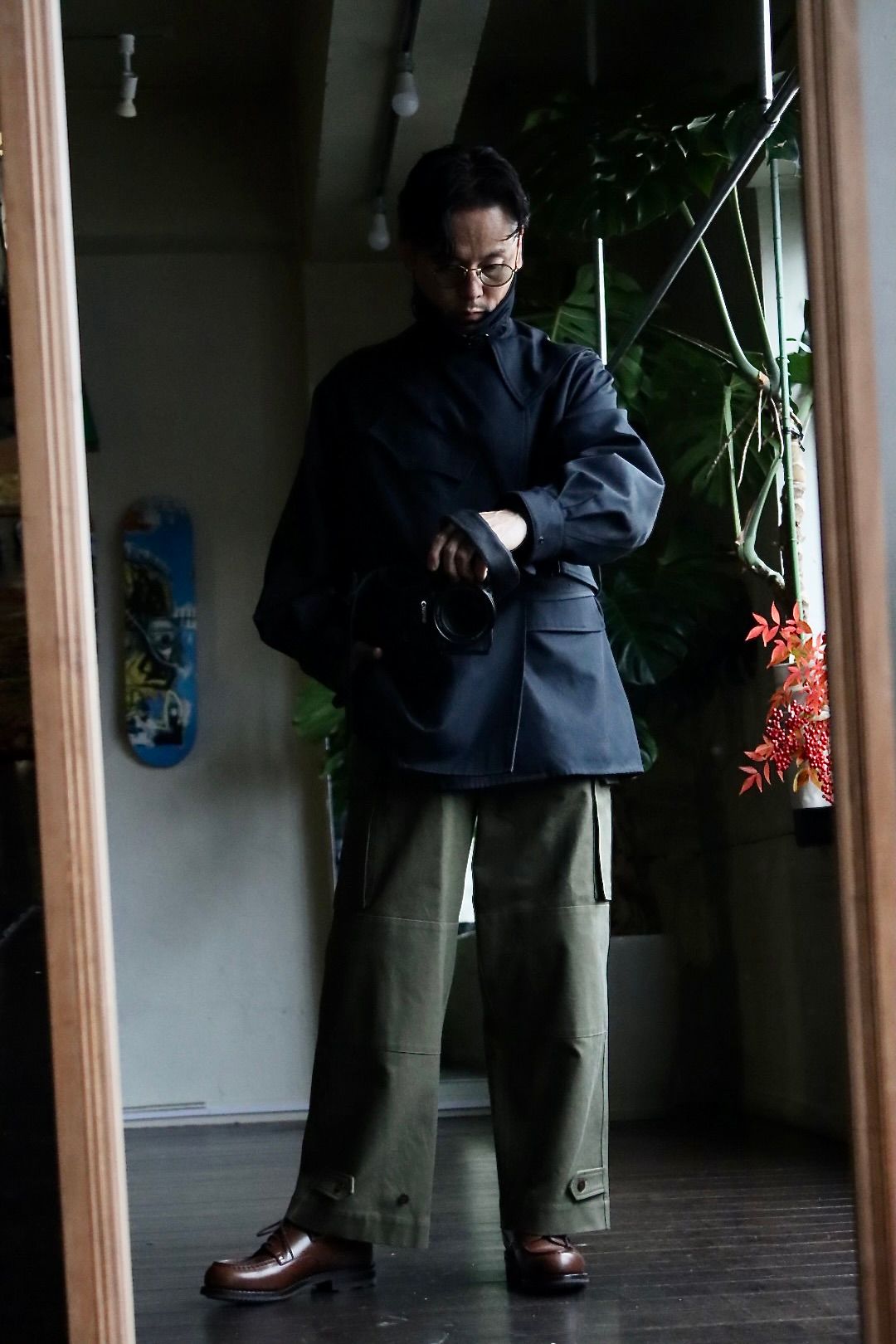 blurhms23SS Drill Chambray Motocycle Jacketスタイル. | 3077 | MARK