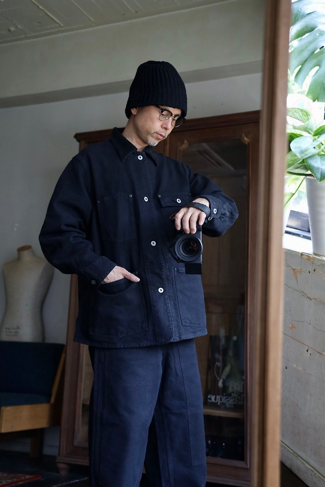 A.PRESSE 2025 STYLE2 Vintage Silk Hemp Coverall Jacket