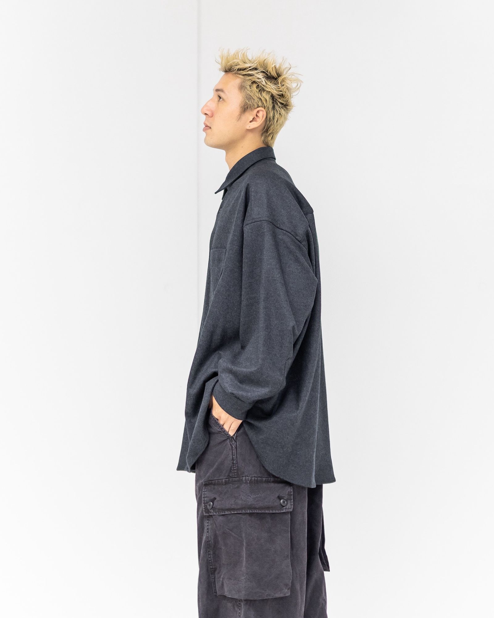 Graphpaper Wool Smooth Flannel Oversized Regular Collar Shirt 10月