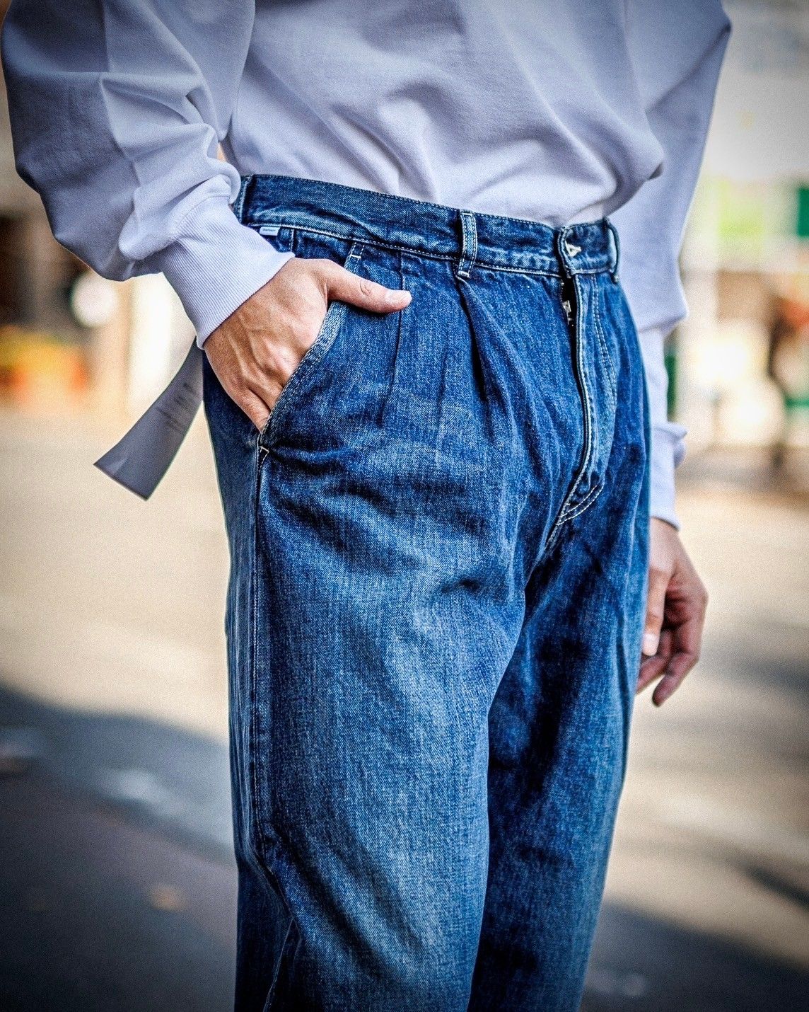 グラフペーパー Selvage Denim Two Tuck Pants(DARK FADE INDIGO) 1月